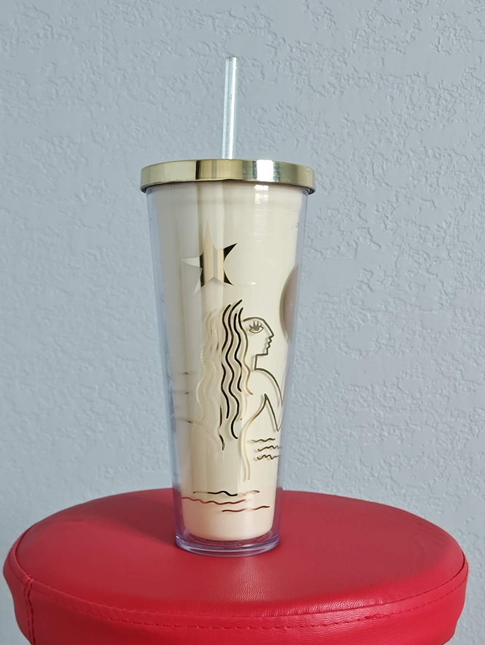 Starbucks 💫✨Gold-Trim Cream Mermaid Tumbler